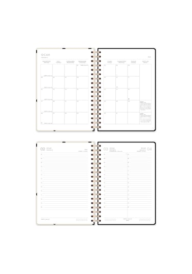 2026 Spiralli Günlük Ajanda 12 Aylık 17x24 Cm Puantiye Puantiye