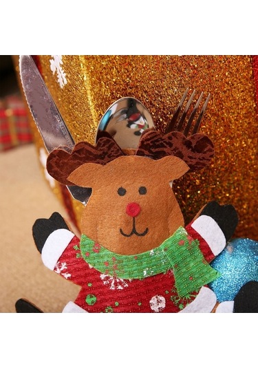 Pazly Noel Çatal Bıçak Tutucu, Santa Desenli Kılıf, Ev Ve Restoran Dekorasyonu Diğer