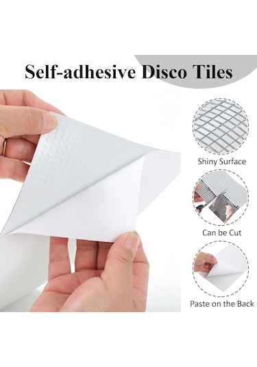 1 Li Kendinden Yapışkanlı Ayna Mozaik Disco Sticker Duvar Çerçeve Eşya Dekoratif Kaplama 30x30 Cm Gümüş