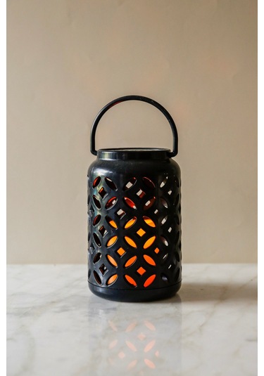 Country Tarzı Siyah Namaste Pilli Ve Usb'li Led Fener