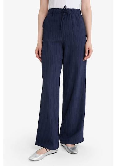 Defacto Relax Fit 2li Takım Gofre Dokulu Uzun Kollu Kimono Pantolon F4095ax25smnv31 Lacivert