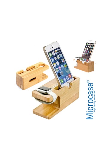 Microcase Watch ve iPhone Uyumlu Bambu Dock Şarj Standı Bd101