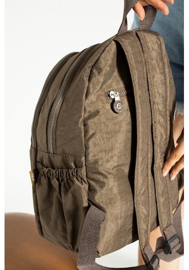 Klinkır Kadın Sırt Çantası Hafif Su İtici Kumaş Günlük Kullanım İçin İdeal 37 27 Cm Anne Bebek Çanta Kahverengi