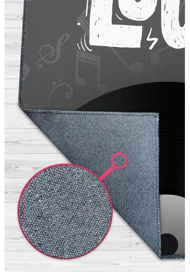 Homshtag Hayatı Sesli Yaşa Gri Siyah Koyu Renkli Halı Art Müzik Halı Çok Renkli