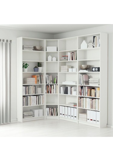 Köşe Kitaplık, Beyaz, 215/135x28x237 Cm Beyaz Köşe Kitaplık, Beyaz, 215/135x28x237 Cm Beyaz