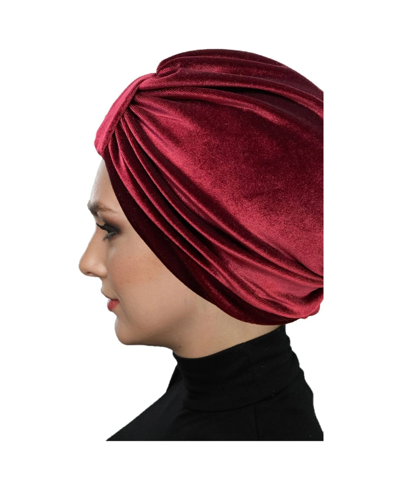 Kadife Kardelen Astarlı Bordo Hazır Türban Tesettür Bone Bordo