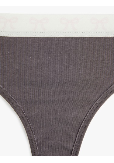 Koton Pamuklu Renk Kontrastlı Lastik Detaylı Rahat Kalıp String Külot Gri 6wlk30063mk Gri