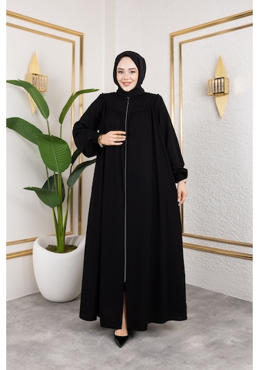 Ön Ve Arka Robalı Ferace - Siyah / F0142 Siyah