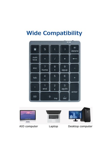 28 Tuşlu Kablosuz Sayısal Klavye Finansal Muhasebe Ofis Klavyesi Bt+usb Çift Modlu Bağlantı Dahili Lityum Pil