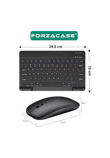 Forzacase Samsung Galaxy Tab A9 Plus Uyumlu Bluetooth Kablosuz Klavye Mouse + Tablet Standı - Fc1088 -