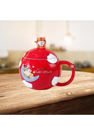 Createtech Homyl Renkli Kahve Kupa Bardaklar Kahvaltı Suyu Kırmızı Kırmızı/ Kırmızı