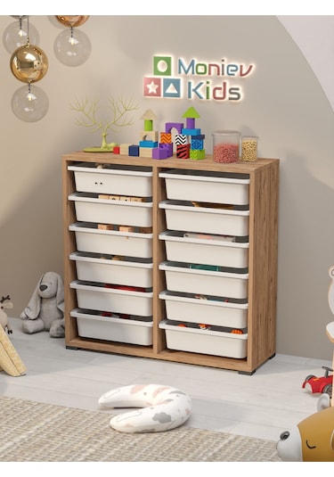 Berra 12 Sepetli Çok Amaçlı Dolap Oyuncak Dolabı Çam Diğer