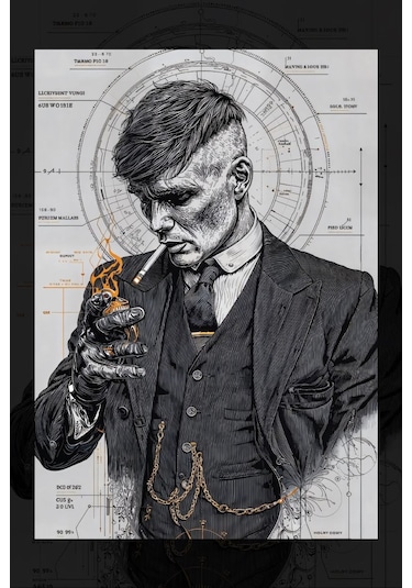 Thomas Shelby Peaky Blinders Smoke Kanvas Tablo