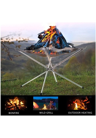 Ximistore9 Orta Boy Çelik Mangal Alev Tutanı - İçinizi Daha Eşit Isıtır, Taşınabilir Kamp Aletleri 42x42cm 201 Şeffaf