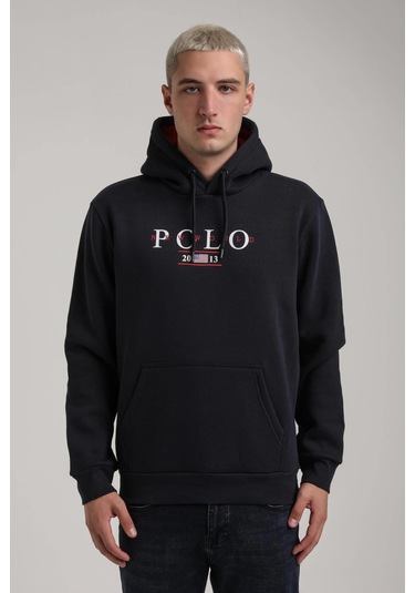 Kapüşonlu Lacivert Slim Fit Full-zip Sweatshirt 24fwm64073 Lacivert