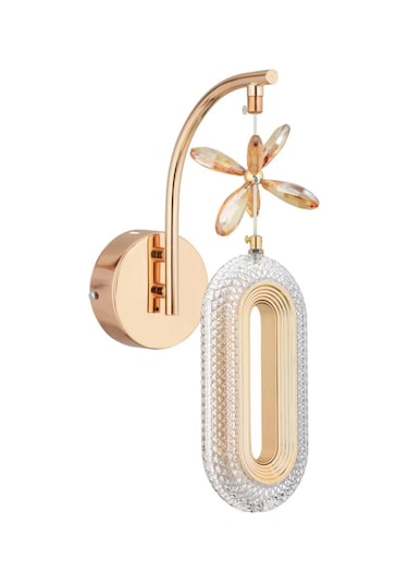 Alfa Tekli Gold Kristal Taşlı Aplik 3 Renk Modu Gold