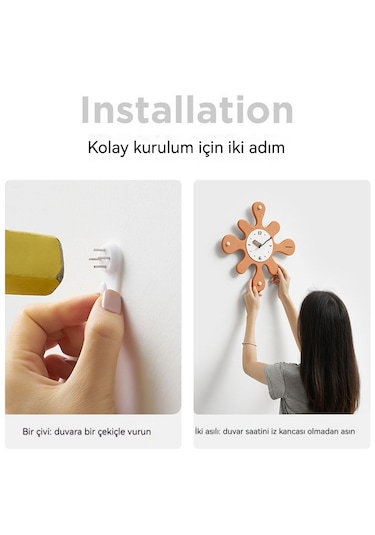 Sanat Işıklı Lüks Duvar Saati-canlı Turuncu Üç Boyutlu Stil