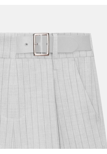 Dilvin 72637 Çizgili Kemerli Bermuda-gri Gri
