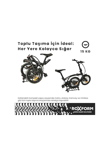 Roxform M-100 Katlanır Bisiklet 16 Jant, 5 Vites, Alüminyum Kadro Siyah