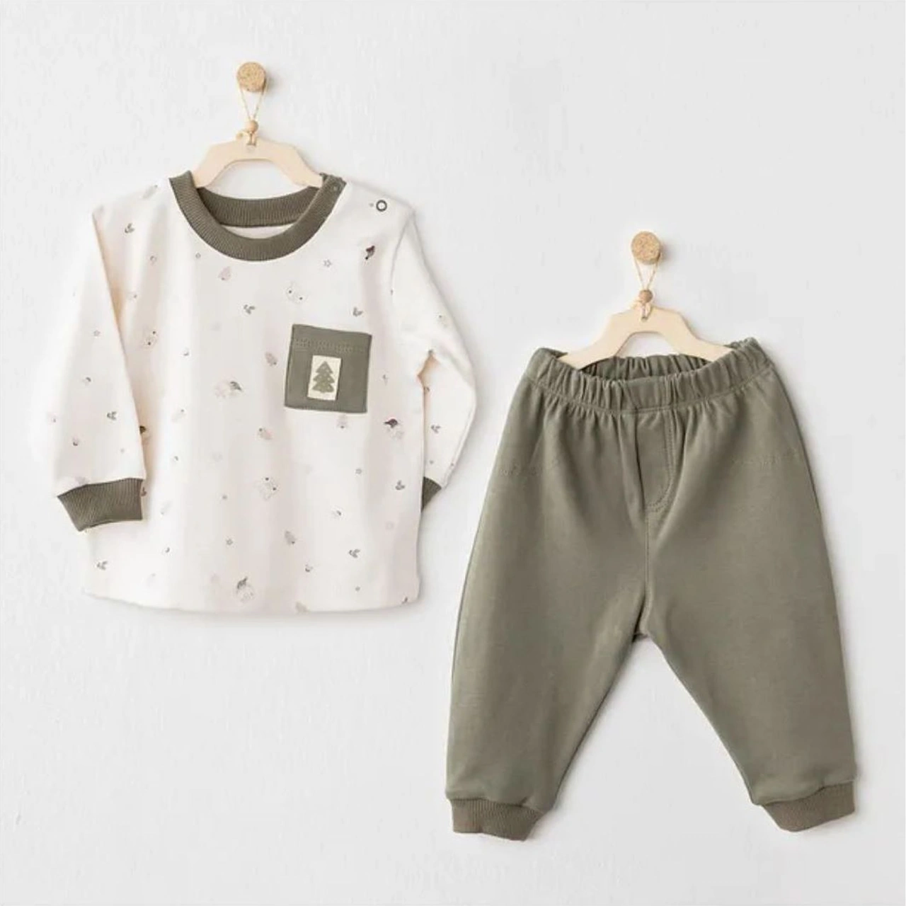 Andywawa 2'li Bebek Takım Ac26186 Ekru - Gri