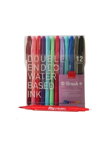 Dong A My Color Çift Taraflı Fırça Uçlu Keçeli Kalem 12 Renk