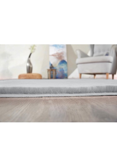 Jassrug Tavşan Tüyü Kürk Halı 80x120 Gri Gri