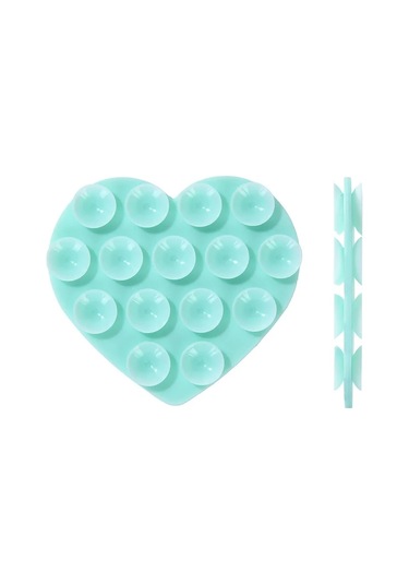 Goldenqian Kalp Şeklinde Çift Taraflı Silikon Vantuz Telefon Etiket Kendinden Yapışkanlı Kaymaz Emme Telefon Desteği Braketi Vantuz Blue Blue