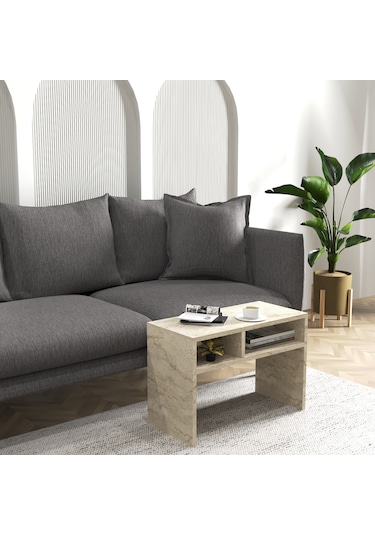 Vera Yan Sehpa , Servis Sehpası Traverten Mermer Desen