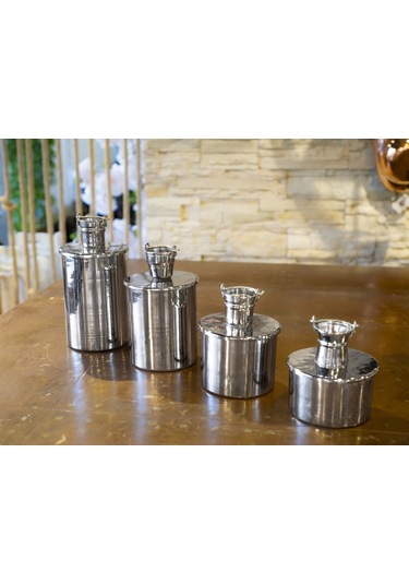 Bakır Baharat Seti Objeli Model 4'lü Gümüş Bakır