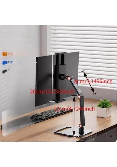 Xuweiwei 43.94cm 3 Bölümlü Yükseltme Modeli Taşınabilir Dikey Ekran Standı Ev Ofisi Kurulumu Modern Masa Ayarlanabilir Yükseklik Laptop Standı