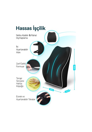 Tcherchi Ergonomik Bel Desteği Minderi, Araba Koltuğu İçin Hafızalı Köpük Sırt Desteği, Anti-statik Kılıflı Sırtlık Ofis Oyun Koltuğu