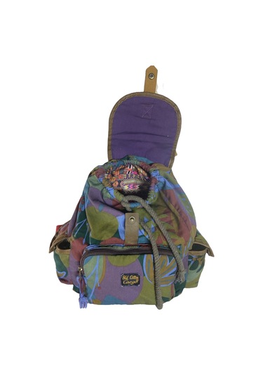 Kaliteli Tek Gözlü Vintage Salaş Disayn Unisex Sırt Günlük Okul Gezi Kamp Trekking Çantası 29cmx36cm Mor