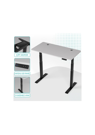 Karr Office O-Flex O2S4 Duo Çift Motorlu Elektrikli Yükseklik Ayarlı Masa - 140X70 - Beyaz/S Beyaz