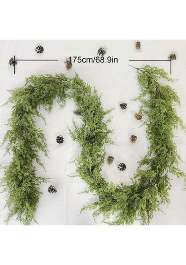 Gajeena Noel Güllemeği 175cm Yeşil Yapay Çam Dalı, Kamin Dekorasyonu, Kışlık Noel Asısı