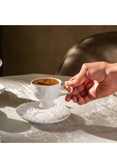 Emsan Laren 90 Ml 6'lı Kahve Fincan Takımı Beyaz