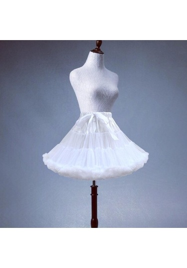 Fastbuy Homyl Kadın Katmanlı Şifon Kombinezon Etek Beyaz, Şık Ve Kabarık Tasarım Beyaz