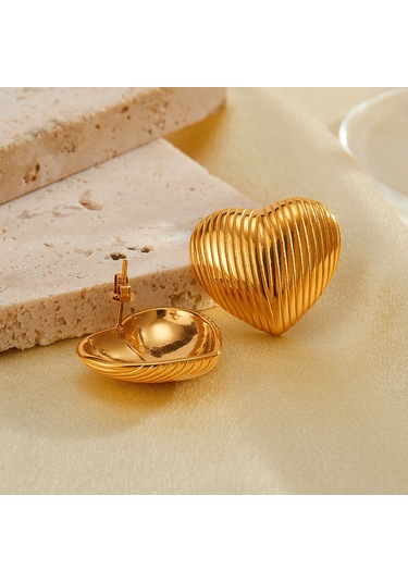 Sones Opk Ge907 1 Çift Vintage Kalp Küpe Geometrik Kişiselleştirilmiş Basit Paslanmaz Çelik Küpe