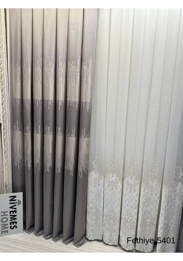 Nivemeshome Fethiye 614178 Gri V-5401 1/3 Sık Pileli Fon Perde Apm Gri