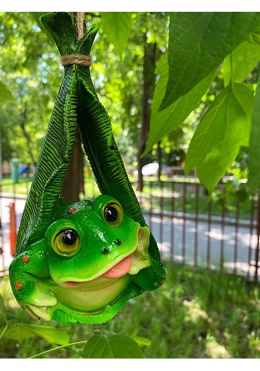 Barel'ef Polystone Asılı Bahçe Kurbağa Figürü 164852073