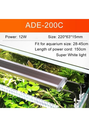 Silkroadselect Huoxun Shop A Ade-200c Stili Akvaryum Led Ade Aydınlatma Lambası, Su Bitkili Akvaryum Led Işık, 220v Akvaryum Led Işık, Ultra Ince Yetiştirme Aydınlatma Lambası Beyaz