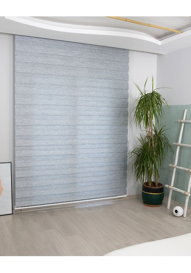 İncilifehome Bambu Kumaş Zebra Stor Perde Gri Alüminyum Kasalı Gri