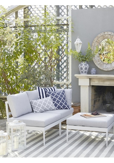 Luna Özel Metal Bahçe Oturma Grubu Gri