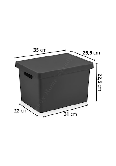 Nandy Home Kapaklı Kutu Antrasit 17 L