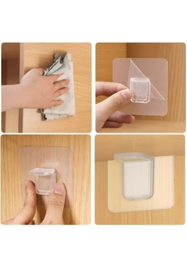 Büro Ev Ofis Mobilyası İçin 4adet Yapışkanlı Raf Tutucu Seti Diğer