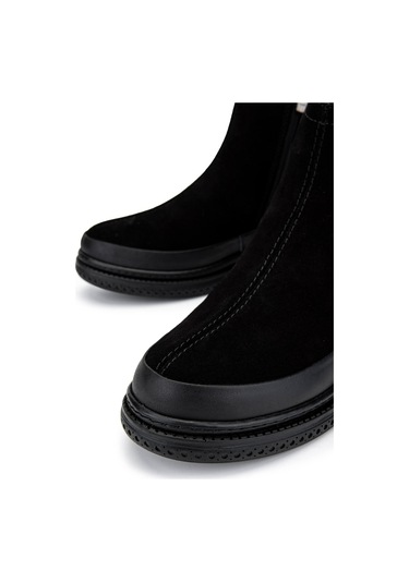 Tamer Tanca Kadın Hakiki Deri Siyah Süet Casual Bot 599 23005-1 Bn Bot Sk24-25 Sıyah Suet Siyah Süet