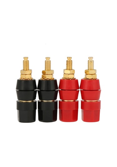 Konesam Altın Kaplama Hoparlör Bağlantı Terminaleği, 4 Adet Kırmızı-siyah , 4mm Muz Plug Uyumlu, Kolay Kurulum, Amfi Ve Ses Cihazları İçin Sinyal Aktarımı