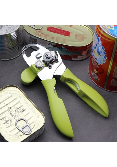 4'ü 1 Arada Çok Fonksiyonlu Konserve Açacağı Mutfak Ev Kapak Açacağı Konserve Bıçağı Yeşil
