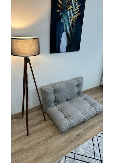 Modern Style Home Kalorifer Önü Yer & Palet Minderi 2'li Takım Açık Gri