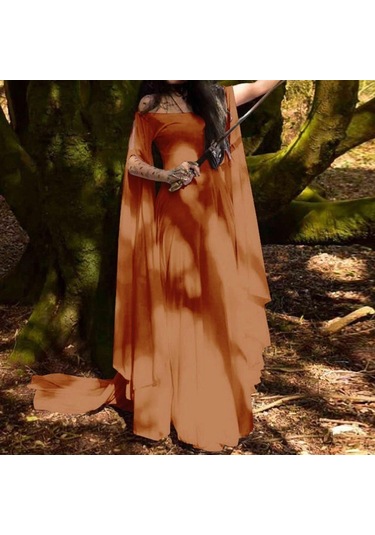 Turuncu Kadın Retro Cosplay Vintage Parti Kulübü Elegante Elbise