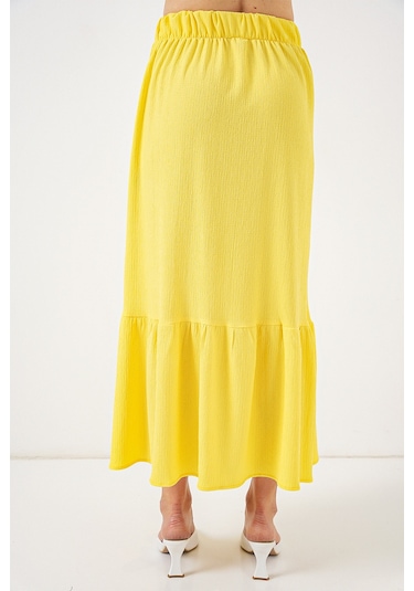1886 Uzun Örme Etek - Sarı Sarı